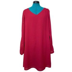 Everly Red Long Sleeve Shift Dress Medium